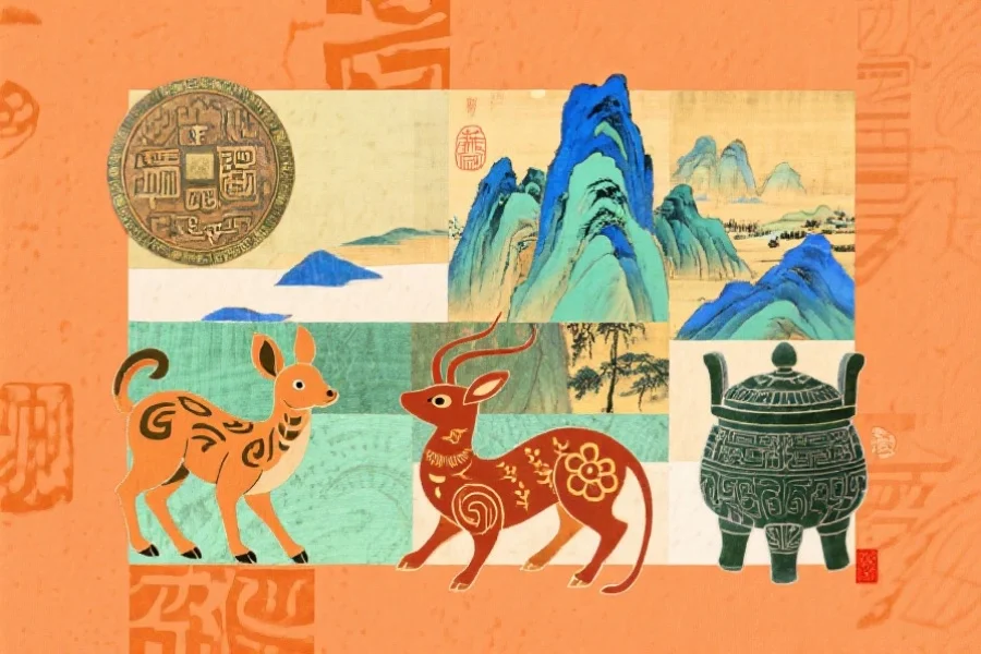 中国传统文化拼贴画